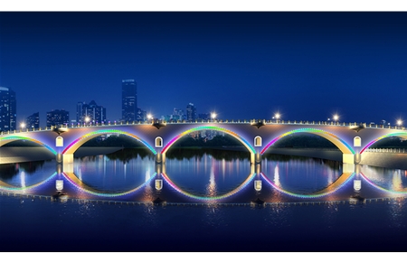 2019年信阳浉河公园步行桥桥体亮化